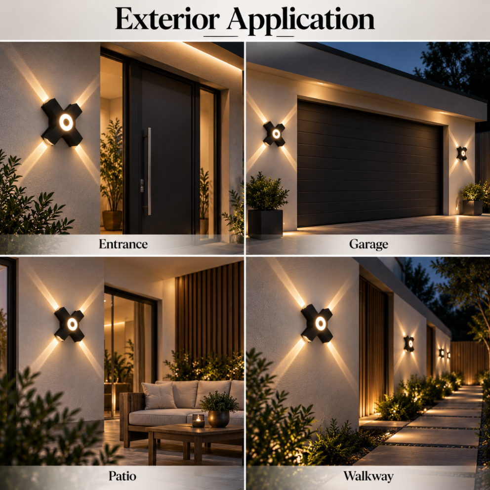 Aplica LED de exterior IP65, 5 W, 400 lm, 3 culori, alb, 16 cm