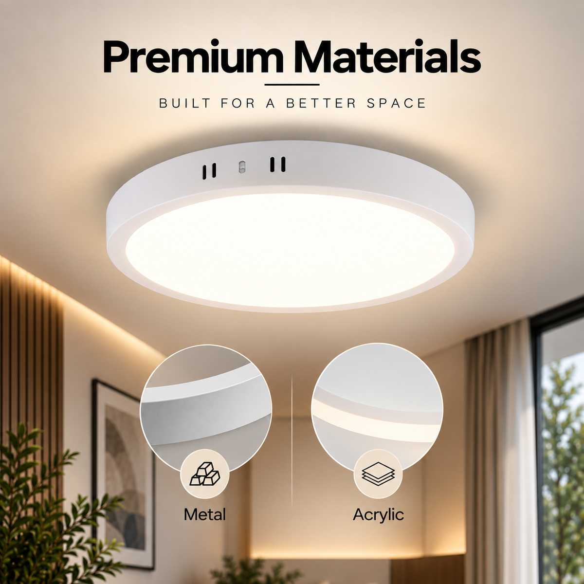 Aplică LED rotundă de perete, 18 W, 4000 K, lumină neutră, albă