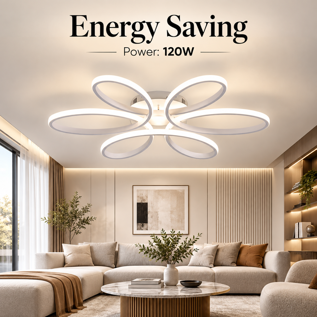 Plafonieră LED DAISY, 120 W, 5000 lm, dimabilă, cu telecomandă, 48 cm