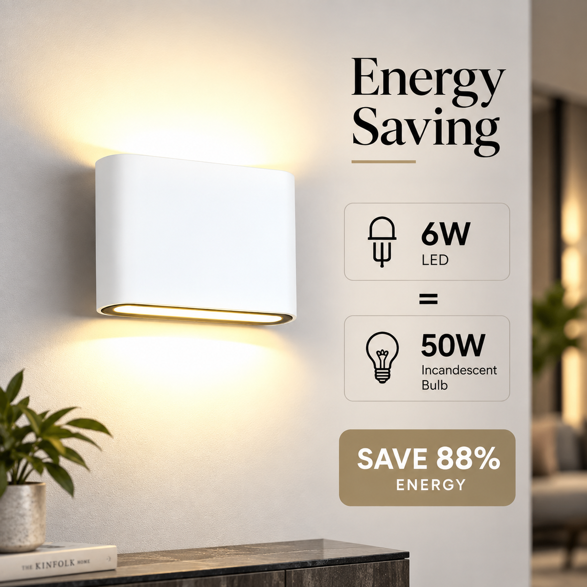 Aplică LED de exterior albă, 6 W, 720 lm, 3 culori, IP65