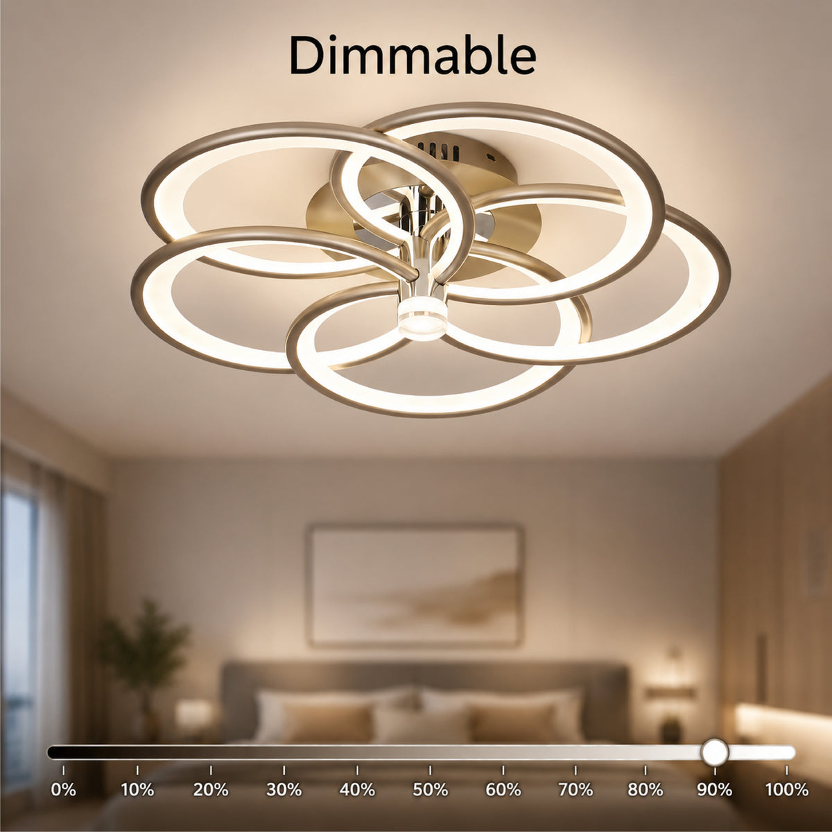 Plafonieră LED maro dimabilă cu Wi-Fi și telecomandă, 52 cm