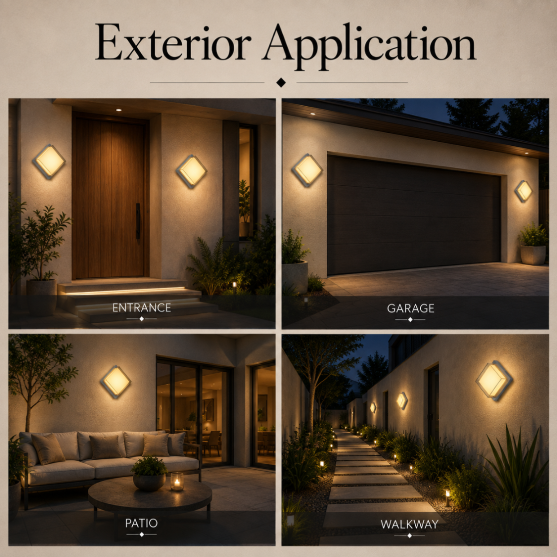 Aplică LED de exterior neagră, 12 W, IP65, 3 temperaturi de culoare