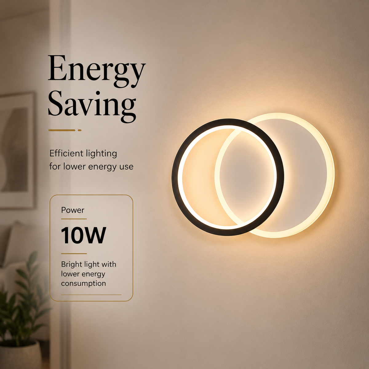 Aplică LED de perete neagră, 10 W, 3 temperaturi de culoare, 24 x 18 cm