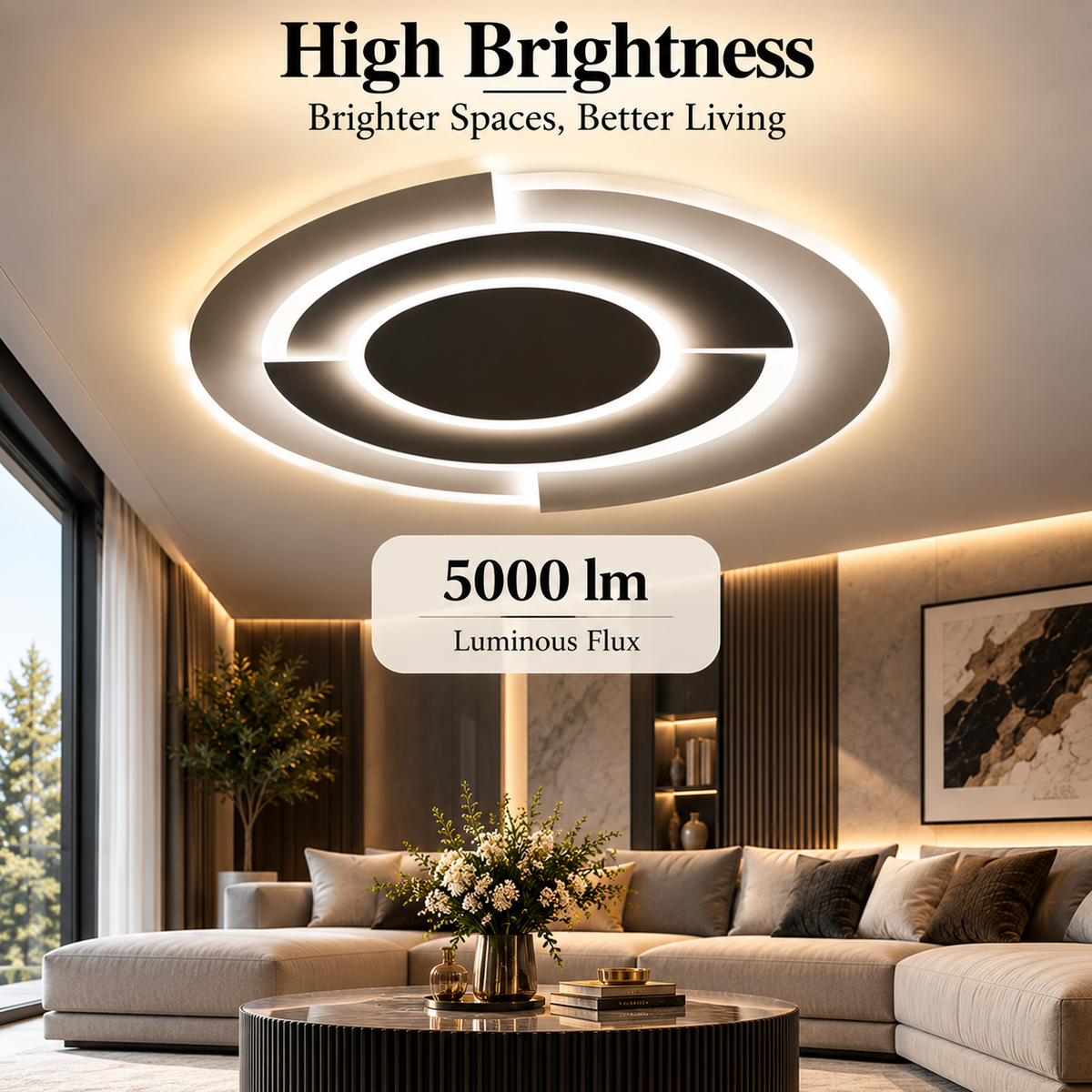 Plafonieră LED 130 W, dimabilă, Wi-Fi, telecomandă, 3 temperaturi de culoare