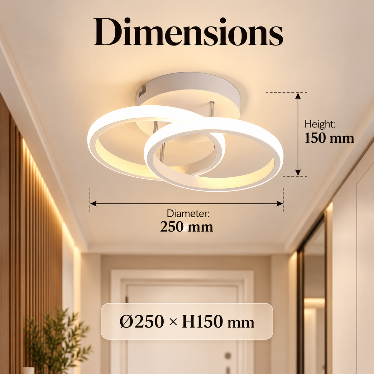 Plafonieră LED 20 W, 3 temperaturi de culoare, albă, 25 × 15 cm