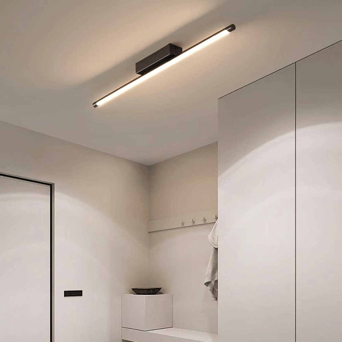 Plafonieră LED liniară neagră, 60 cm, 24 W, 3 culori de lumină