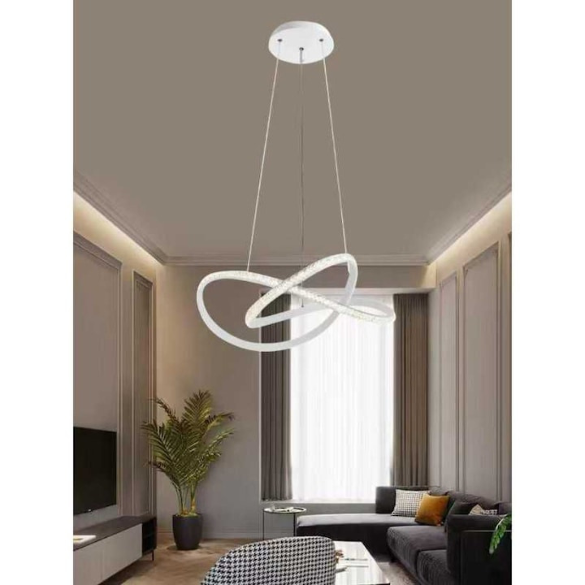 Candelabru LED alb din cristal, dimabil, Wi-Fi și telecomandă, 50 cm