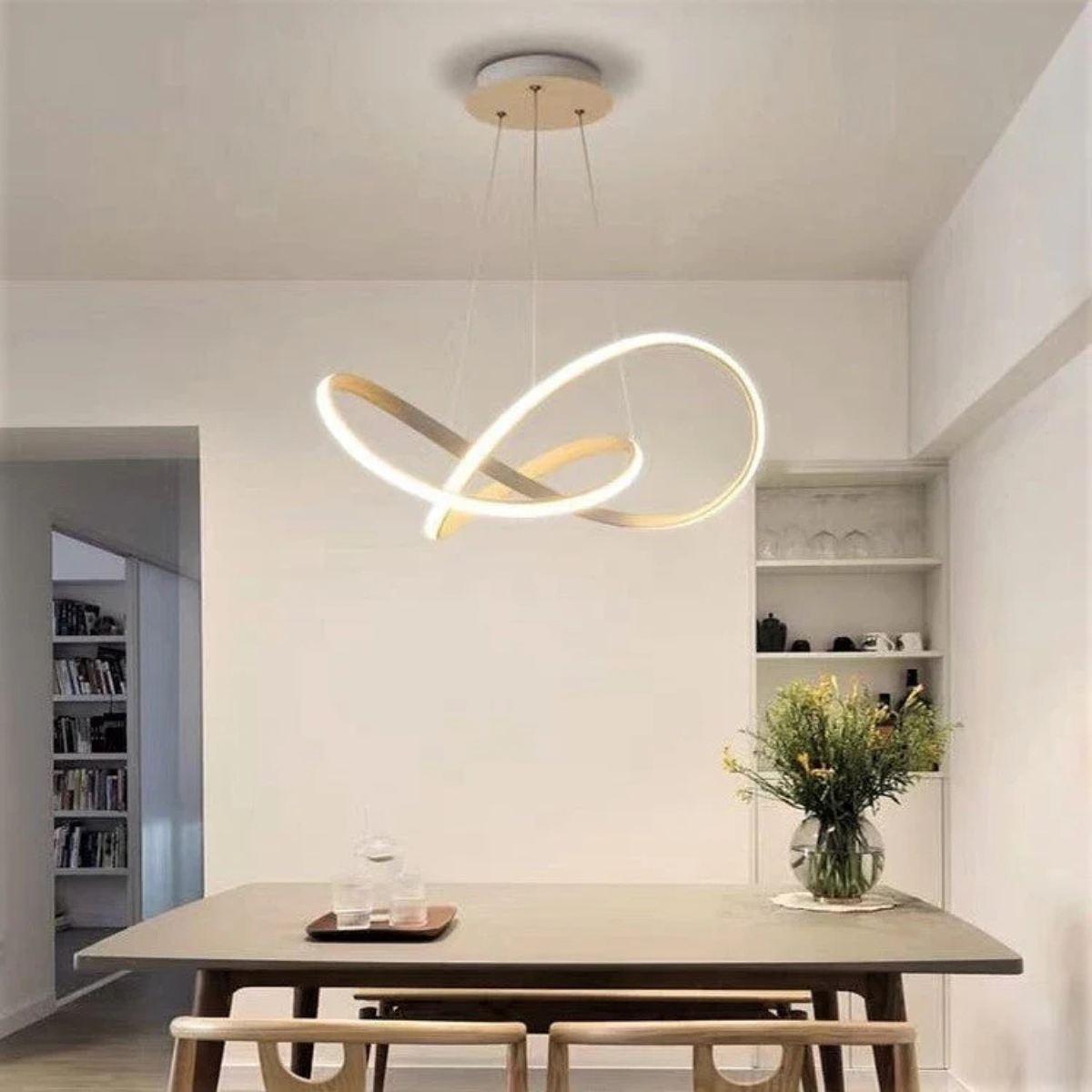 Pendul LED INFINITY alb, cu telecomandă, intensitate și culoare reglabile