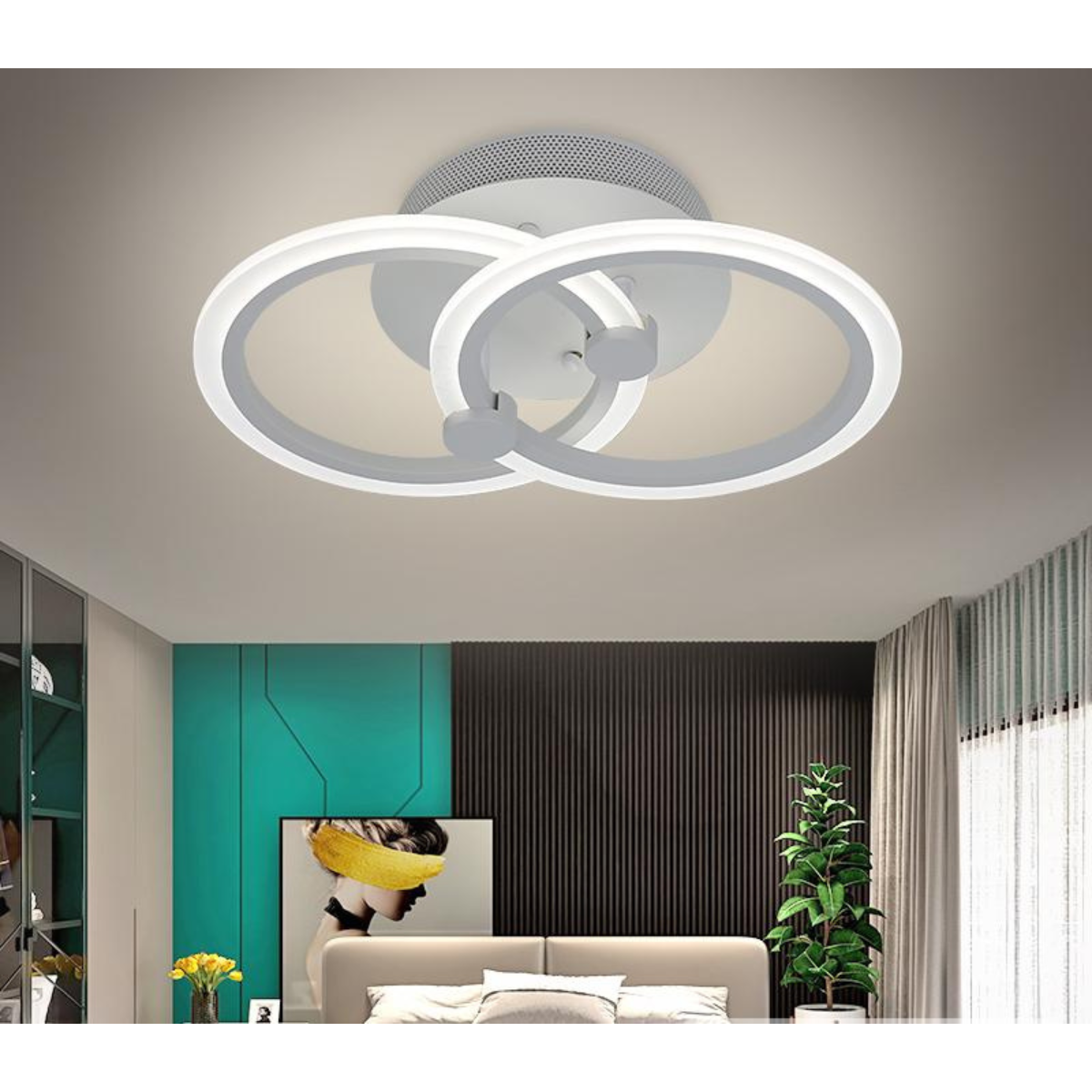 Aplică LED de perete albă, dimabilă, cu telecomandă, 3 culori, 40 cm