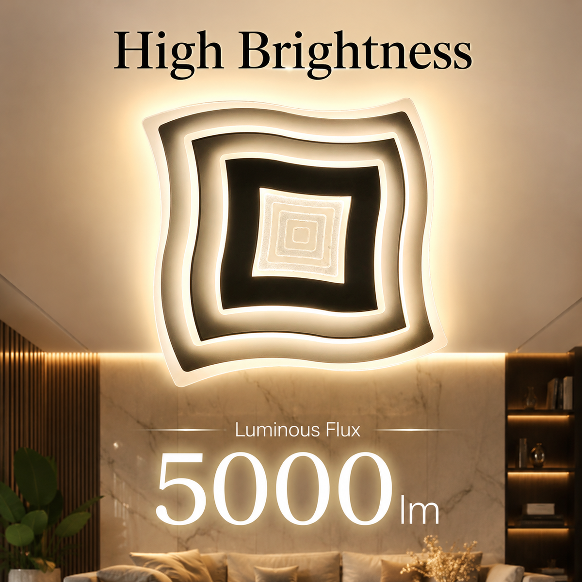Plafonieră LED neagră 50 cm, dimabilă, WiFi, telecomandă, 3 culori de lumină