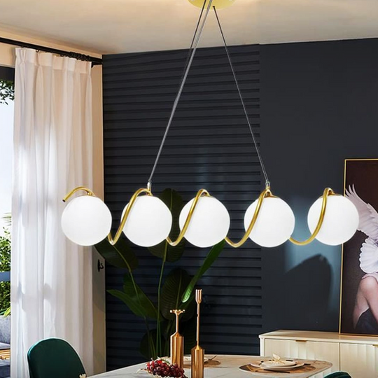 Candelabru liniar spiralat auriu mat, 5 x E27, înălțime reglabilă MX165-5