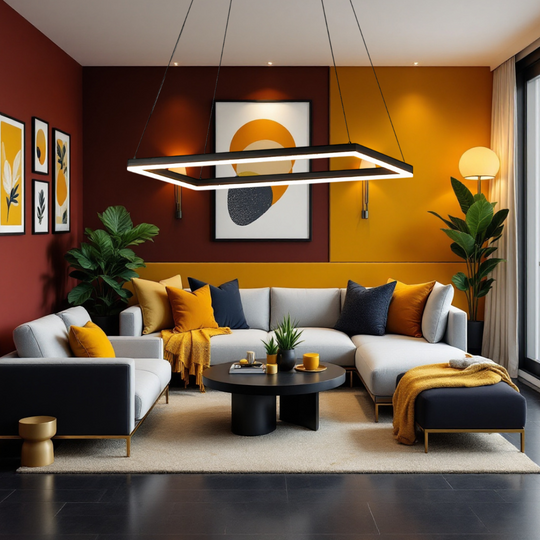 Plafonieră LED neagră, 80 × 40 cm, cu telecomandă