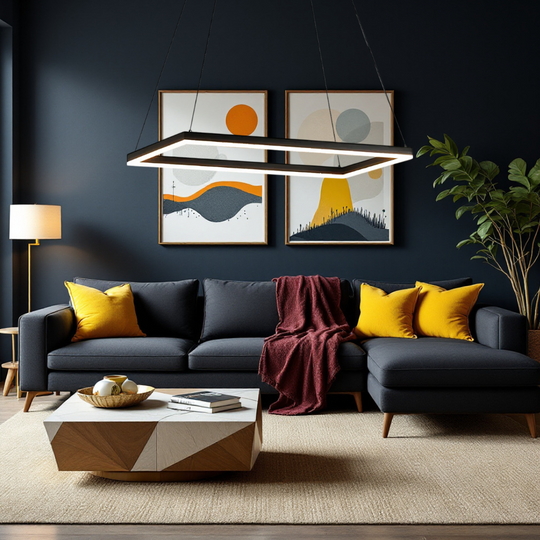 Pendul LED negru, 60 × 30 cm, cu telecomandă