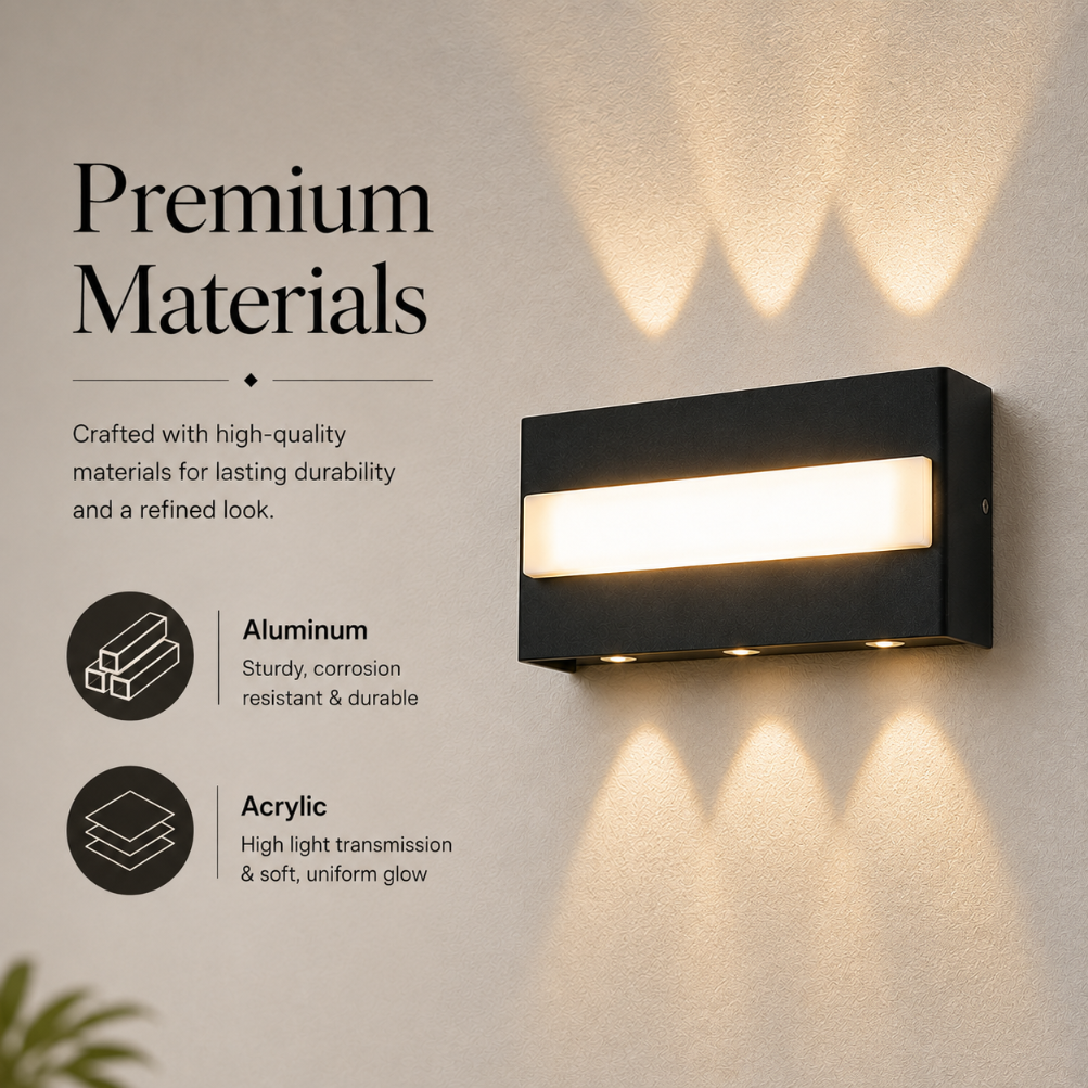 Aplică LED de exterior, neagră, 12 W, IP65, 3 temperaturi de culoare