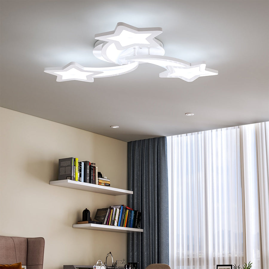 Plafonieră LED cu 3 surse, dimabilă, telecomandă, acril alb, 3500 lm
