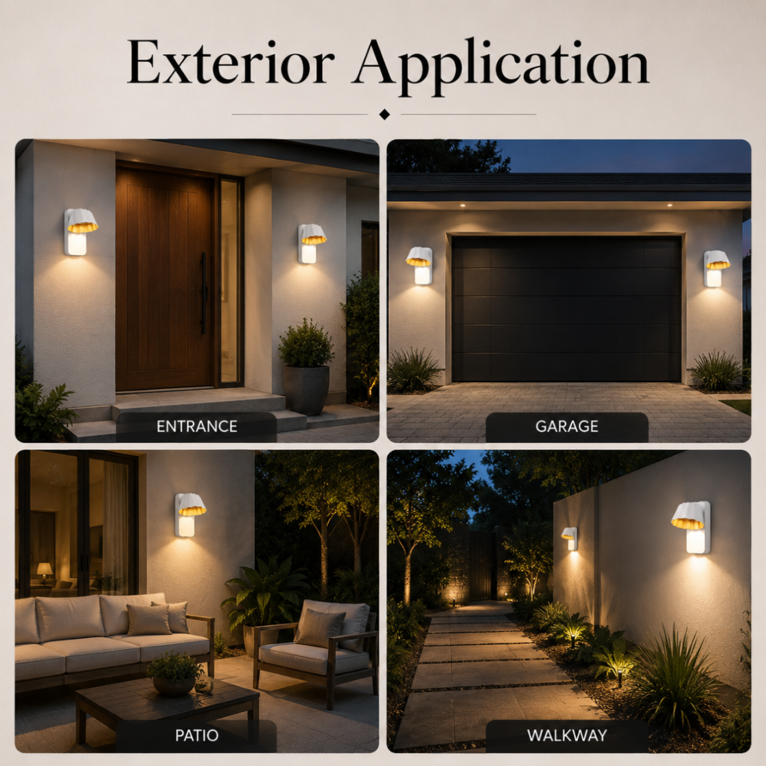 Aplica LED de exterior 7 W, alb-auriu, 3 temperaturi de culoare, 17 cm