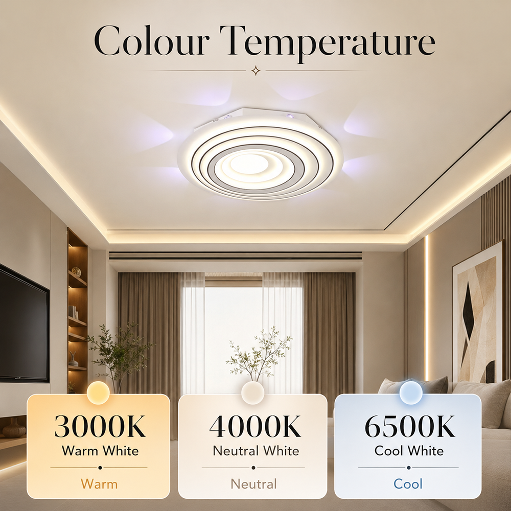 Plafonieră LED 48 cm, 120 W, dimabilă, Wi-Fi, telecomandă, 3 culori света