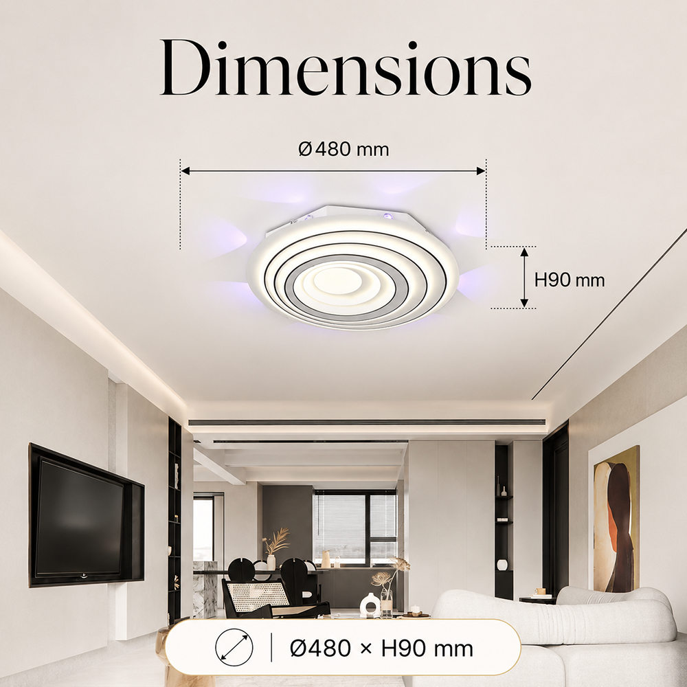 Plafonieră LED 48 cm, 120 W, dimabilă, Wi-Fi, telecomandă, 3 culori света