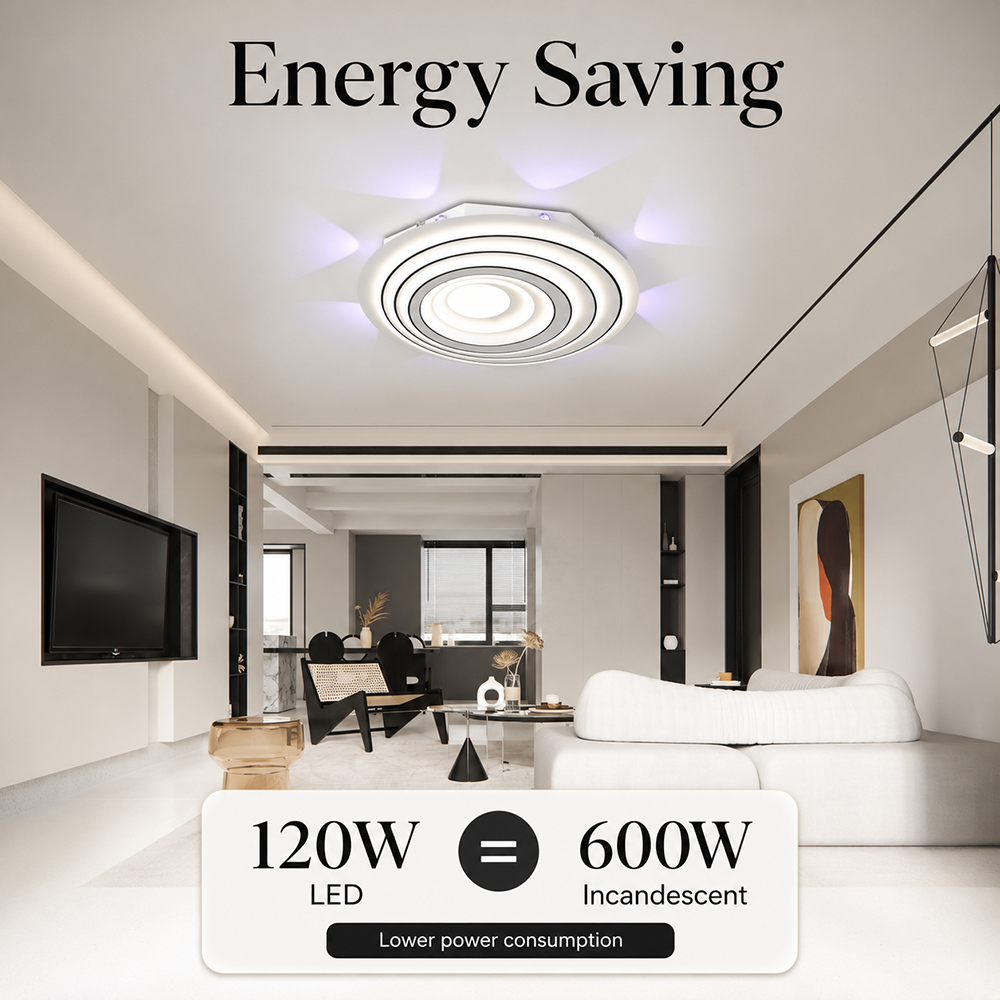 Plafonieră LED 48 cm, 120 W, dimabilă, Wi-Fi, telecomandă, 3 culori света
