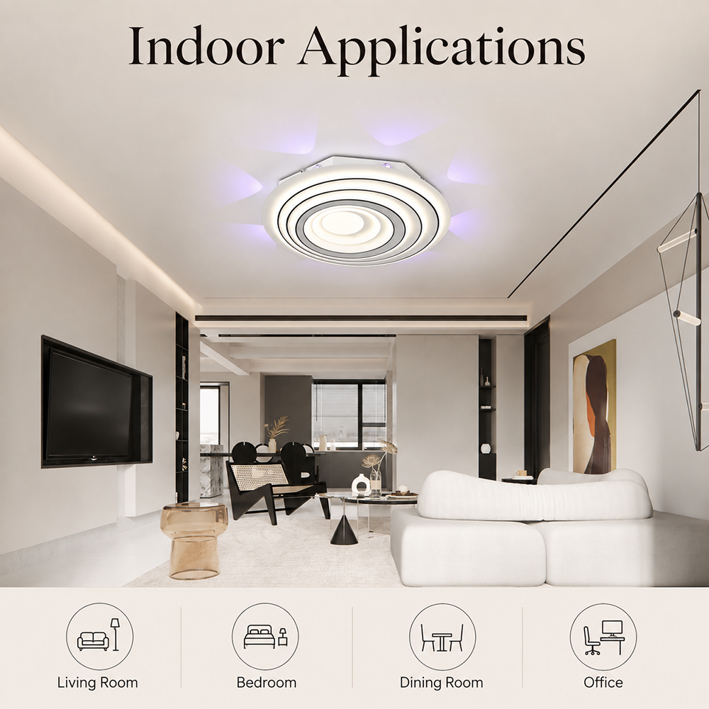 Plafonieră LED 48 cm, 120 W, dimabilă, Wi-Fi, telecomandă, 3 culori света
