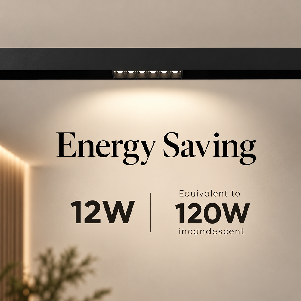 Spot LED pentru șină magnetică, 12W, 3000K, 48V, negru