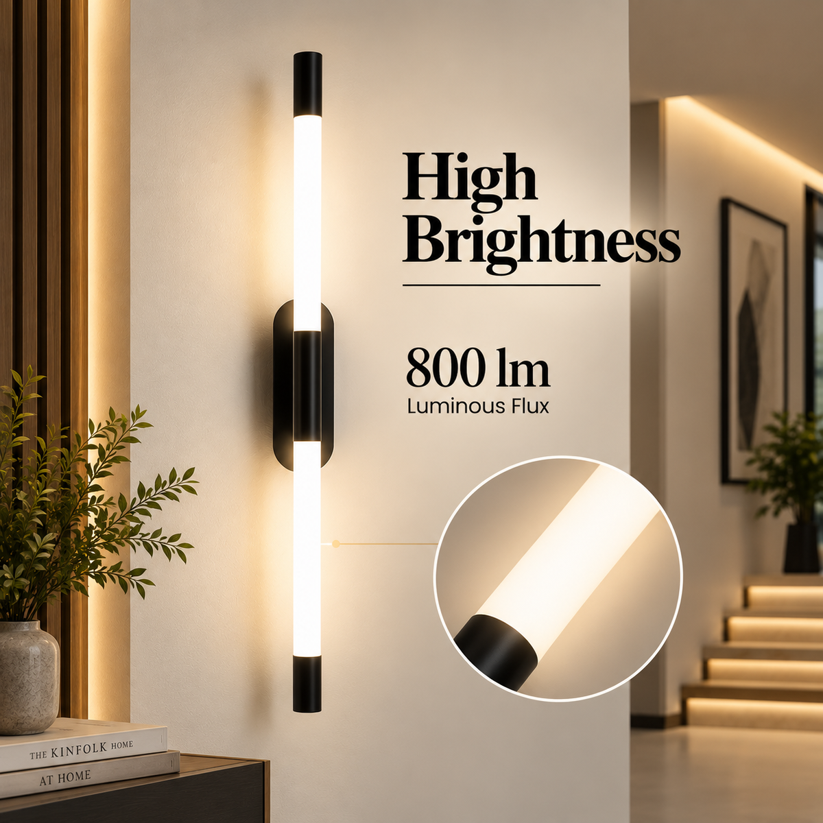 Aplică LED de perete, neagră, 16 W, 800 lm, 3 tonuri de lumină