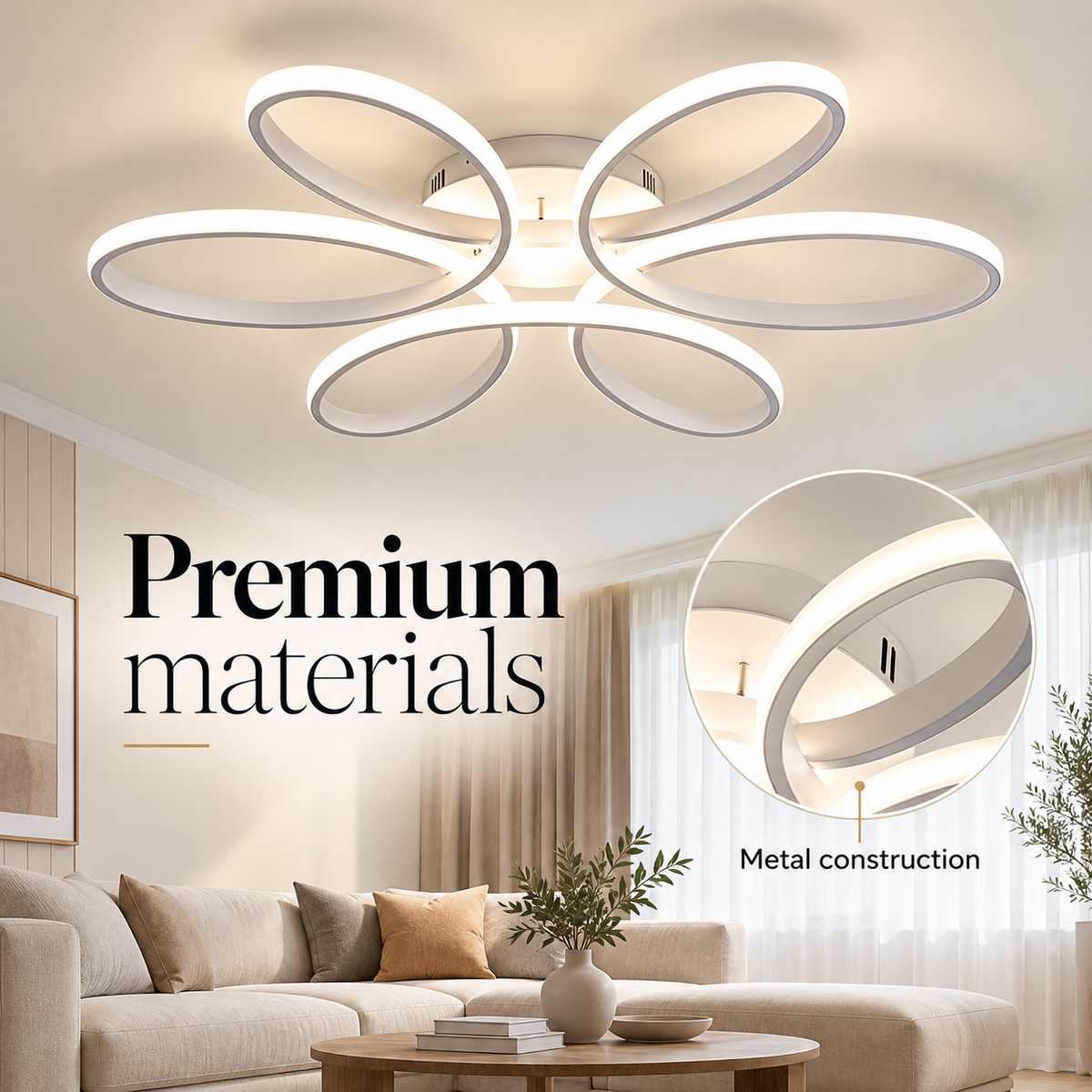 Plafonieră LED DAISY, 120 W, 5000 lm, dimabilă, cu telecomandă, 48 cm