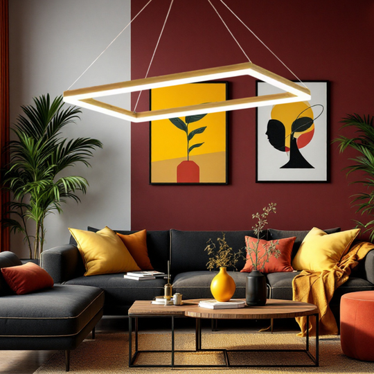 Plafonieră LED aurie, 80 × 40 cm, cu telecomandă