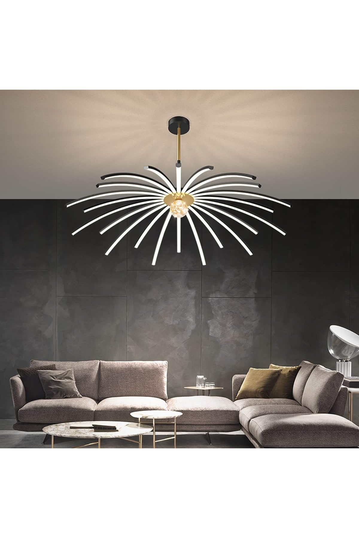 Plafonieră LED 90 cm, dimabilă Wi-Fi cu telecomandă, 3 nuanțe de lumină