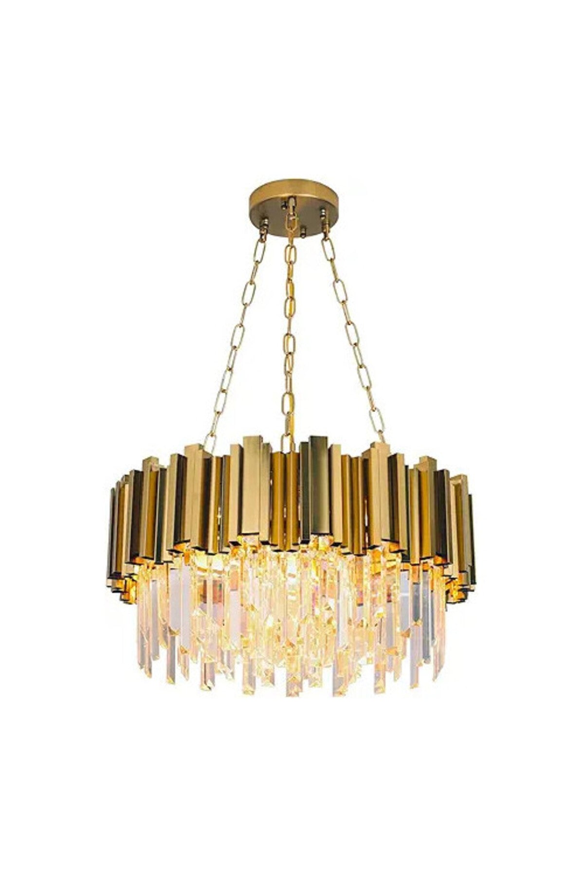 Plafonieră LED aurie cu cristale, Ø30 cm, 40 W, 3 culori