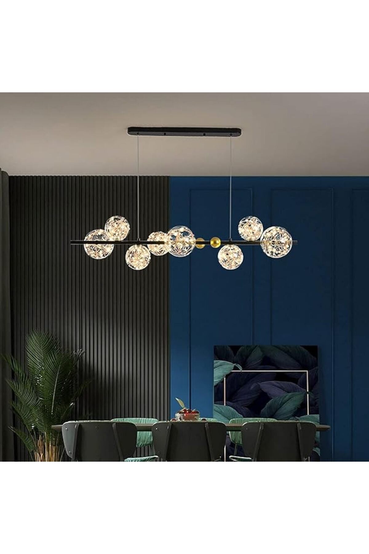 Plafonieră LED cu 8 lumini, 70 W, 3500 lm, 3 tonuri de lumină, neagră