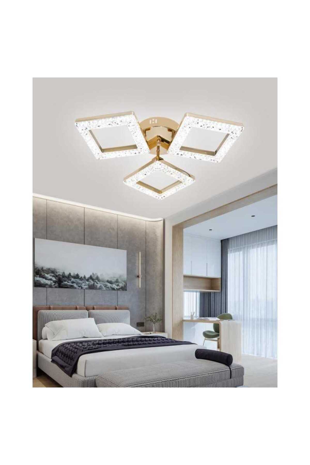 Plafonieră LED cu 3 inele, 60W, 3000 lm, dimabilă, Wi-Fi cu telecomandă