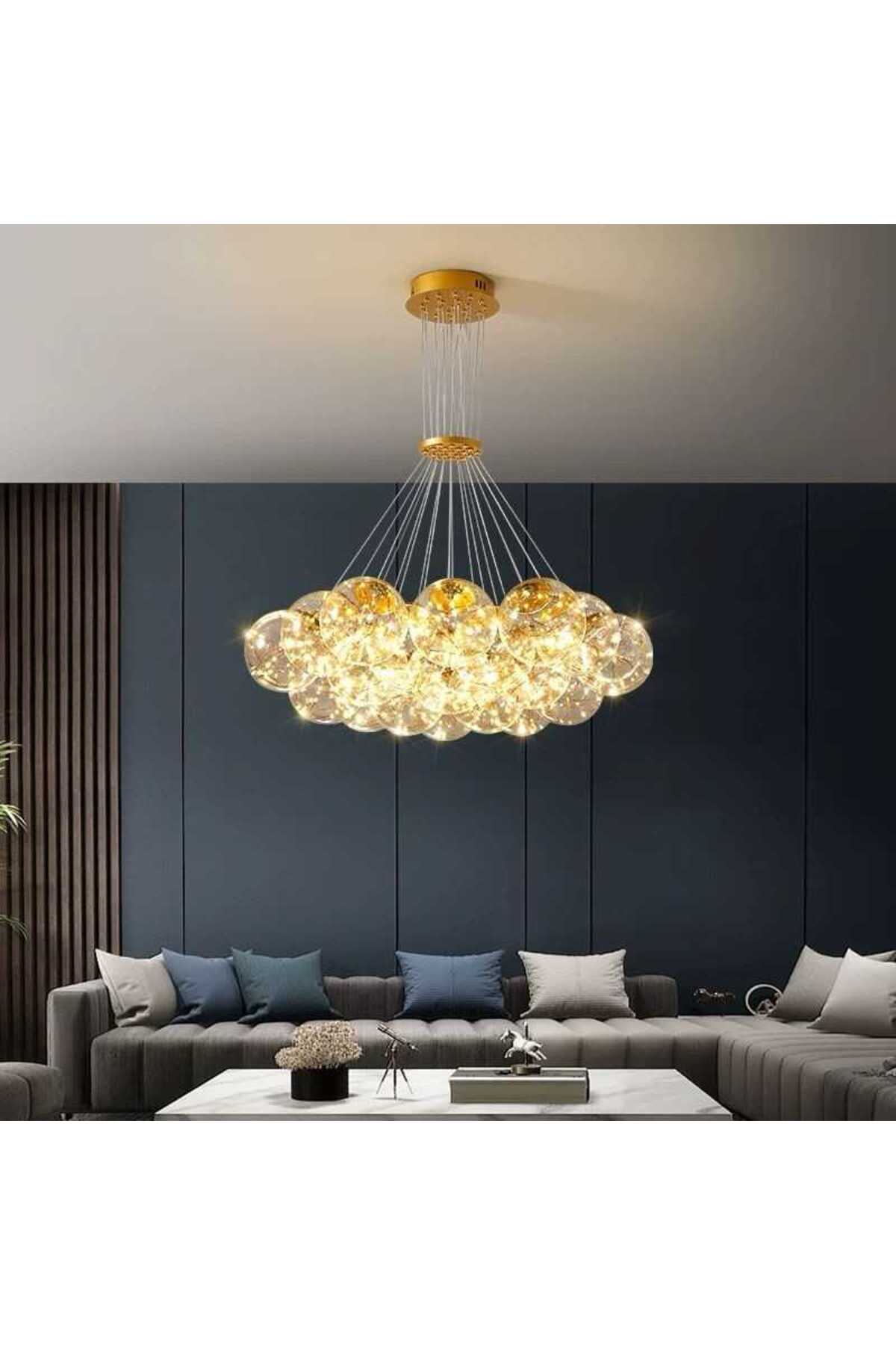 Lustră LED suspendată albă, 13 surse, 3 culori, Ø58 cm