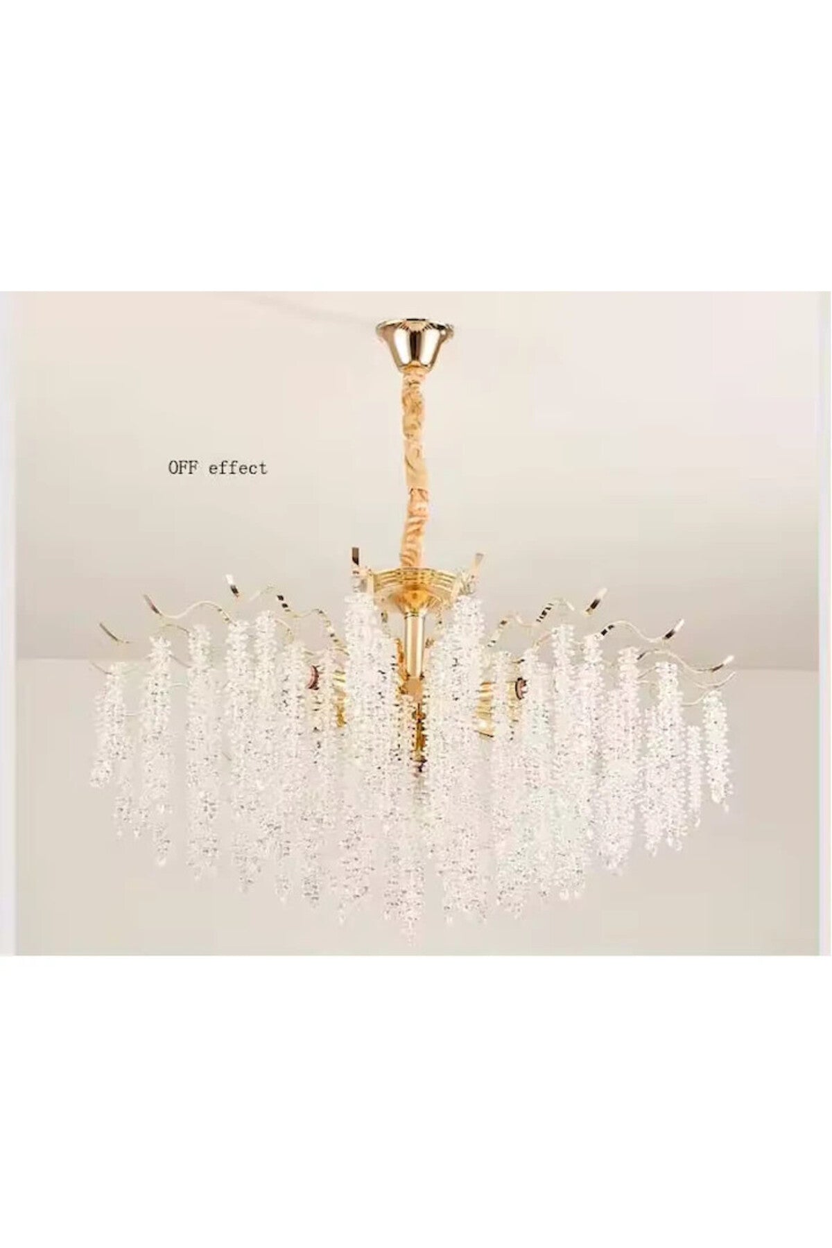 Candelabru auriu din metal și cristal, 7 x E14, Ø50 x 100 cm
