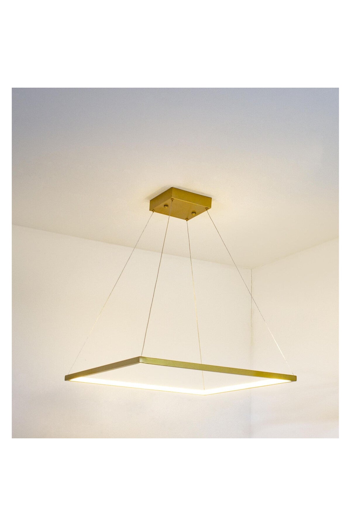 Plafonieră LED pătrată aurie, 45 cm, cu Wi-Fi și telecomandă
