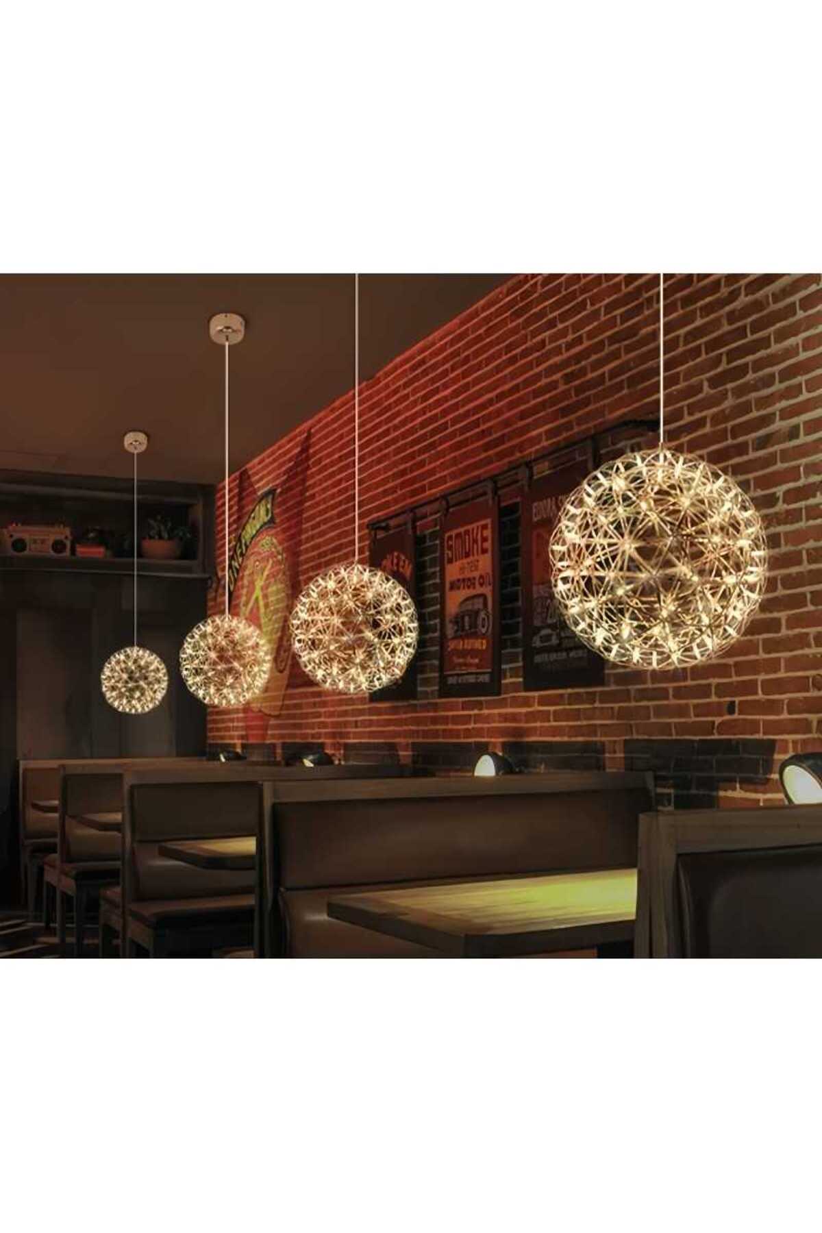 Lustră LED tip glob cu efect de scântei, 18 W, albă, Ø30 cm