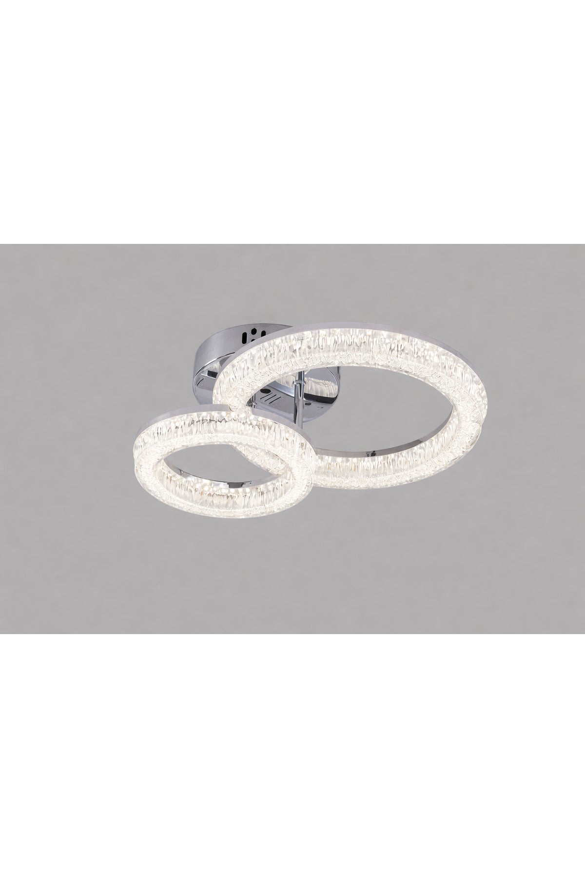 Plafonieră LED 80 W, 2 inele, dimabilă, 3 moduri, telecomandă, crom
