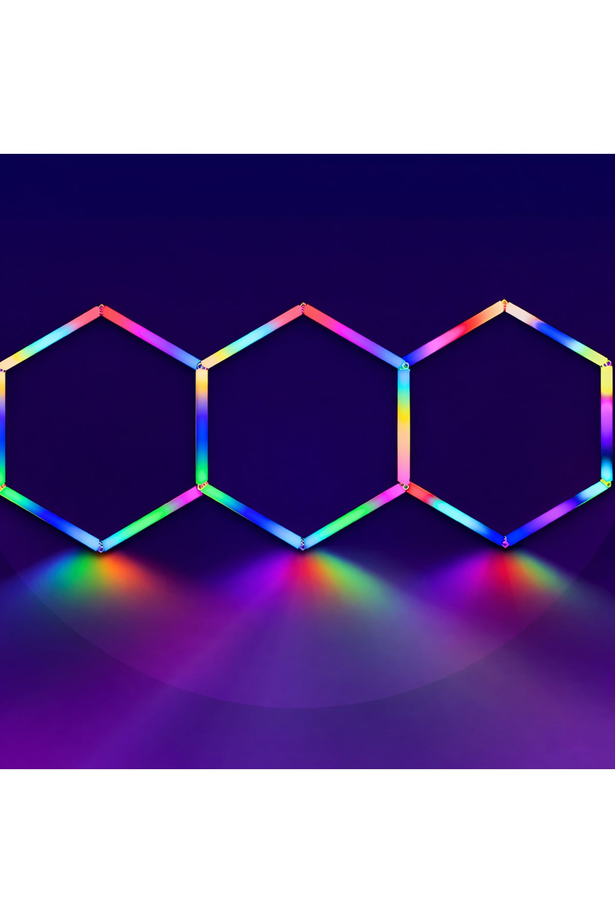 Kit LED hexagonal RGB, 250 × 100 cm, cu telecomandă și aplicație
