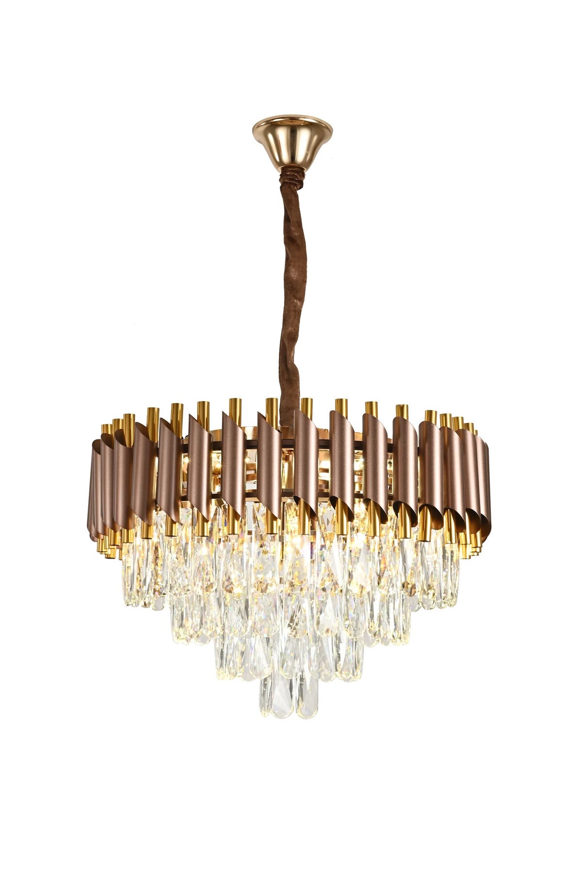 Candelabru modern cu cristale K9, maro cafea, 50 × 50 cm, E27