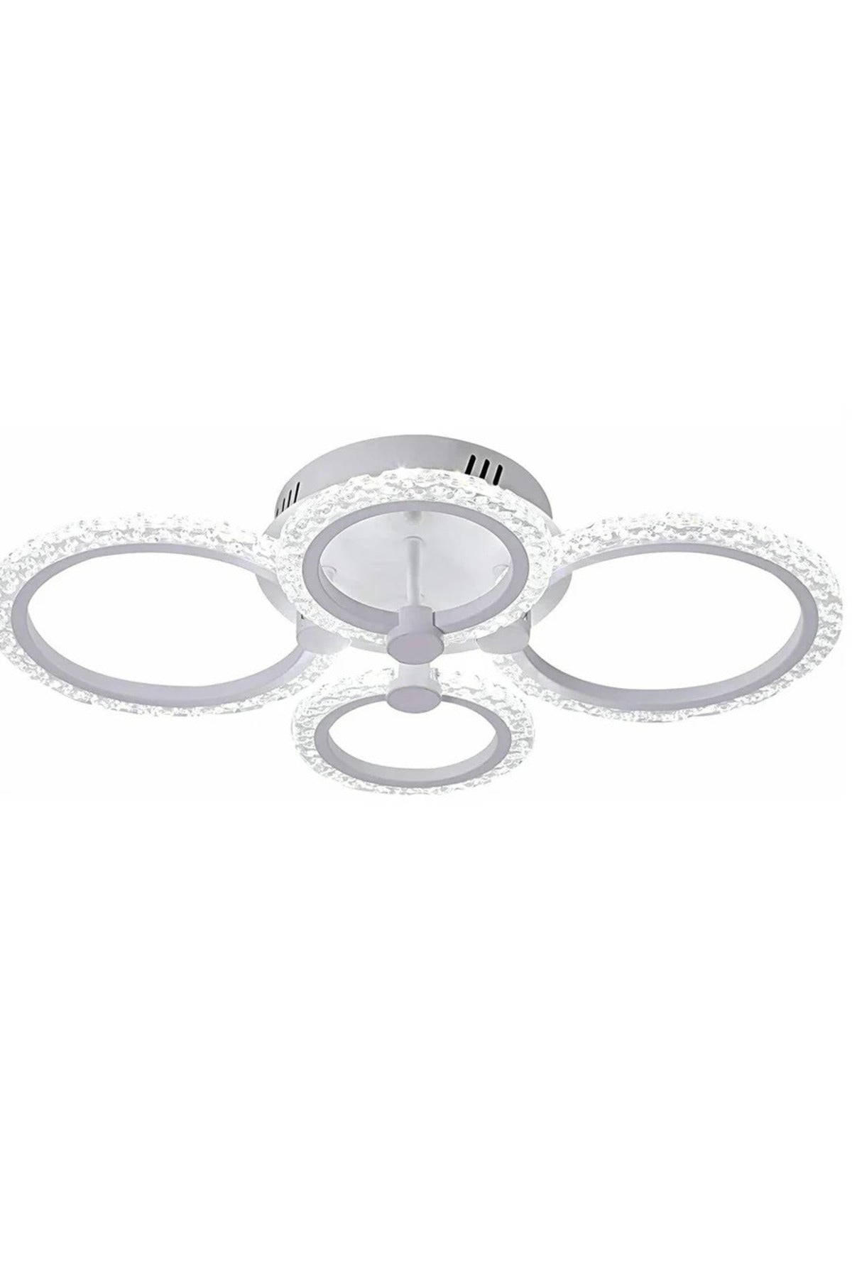 Plafonieră LED cu 4 inele, dimabilă, cu telecomandă, albă, 59 × 39 cm