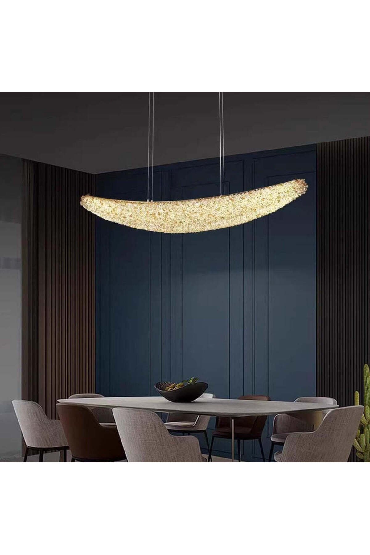 Candelabru LED suspendat auriu cu cristale, 80+20 cm, cu telecomandă