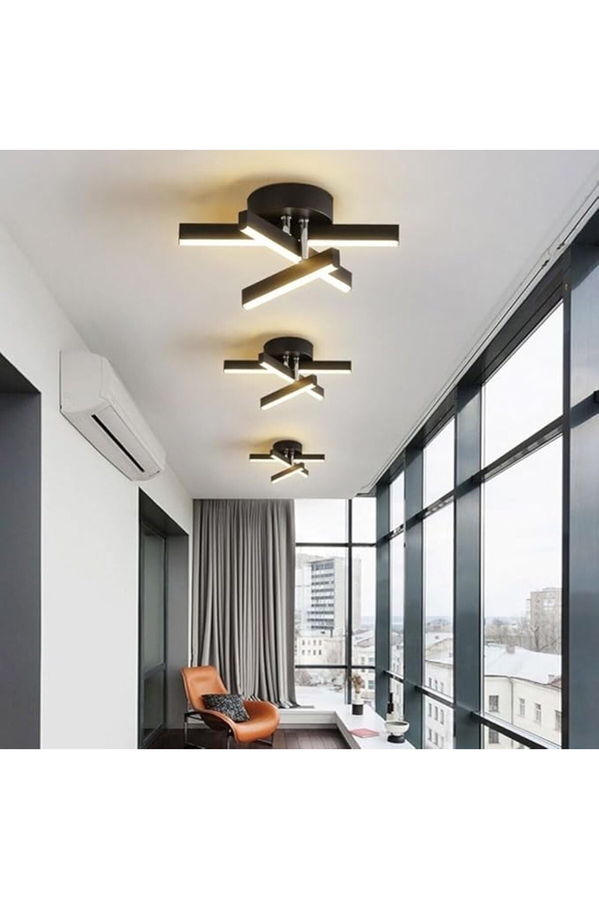 Plafonieră LED neagră, 24W, 1200 lm, 3 temperaturi de culoare, acril