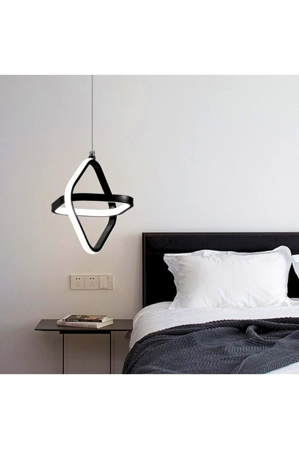 Pendul LED pătrat, negru, 26 W, cu intensitate reglabilă