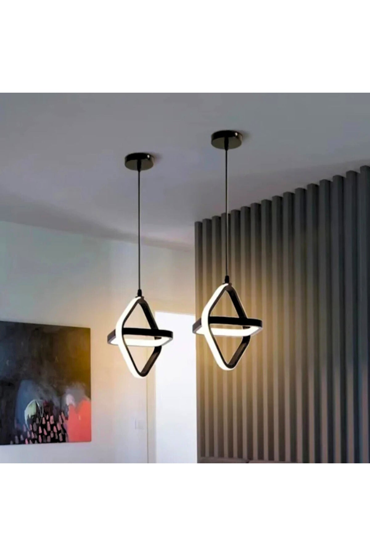 Pendul LED pătrat, negru, 26 W, cu intensitate reglabilă