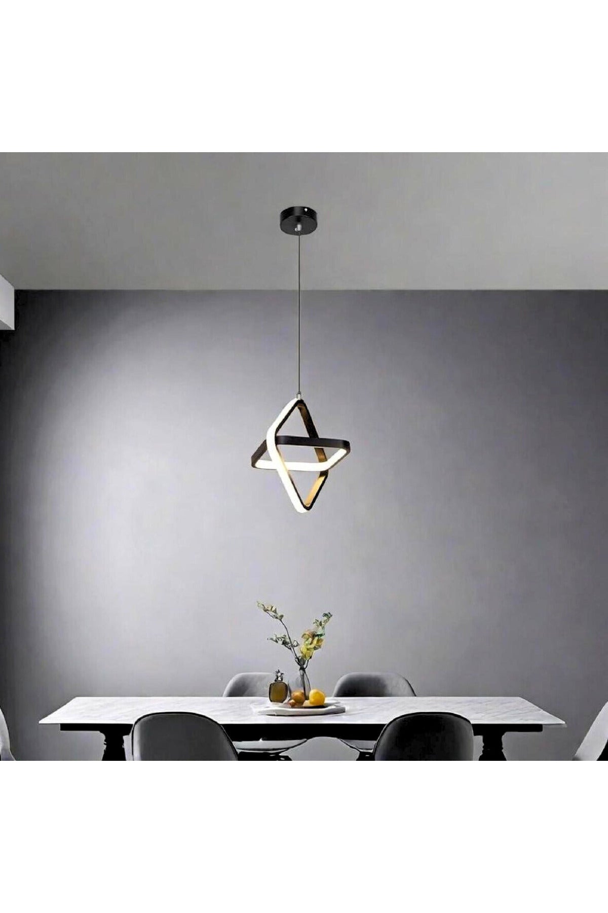 Pendul LED pătrat, negru, 26 W, cu intensitate reglabilă