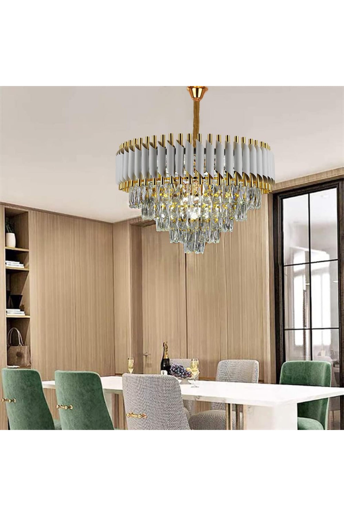 Candelabru White Panther din cristal, alb-auriu, 40 cm, 4 x E14