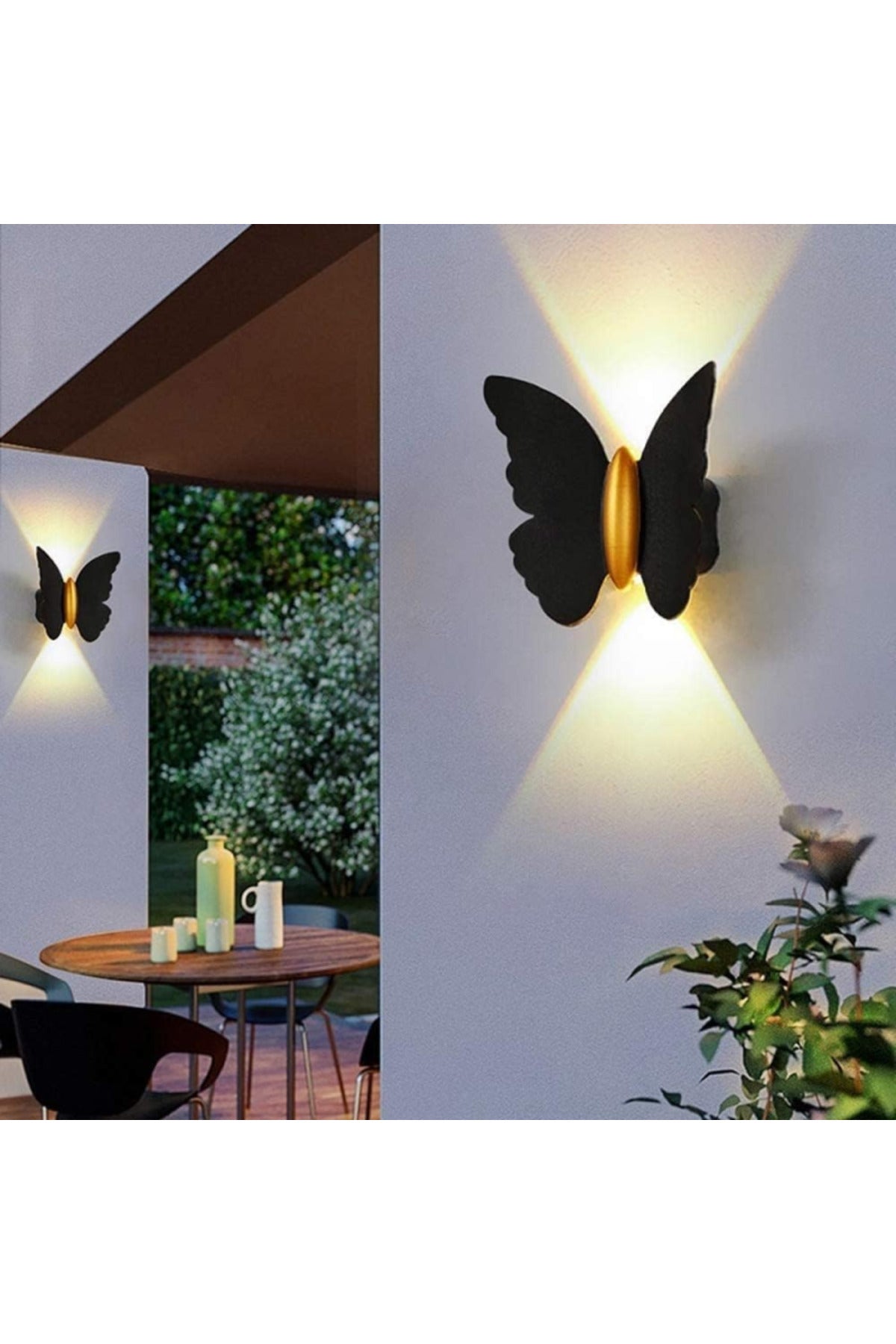Aplica LED de exterior tip fluture, neagră, 6 W, IP65, 3 culori de lumină