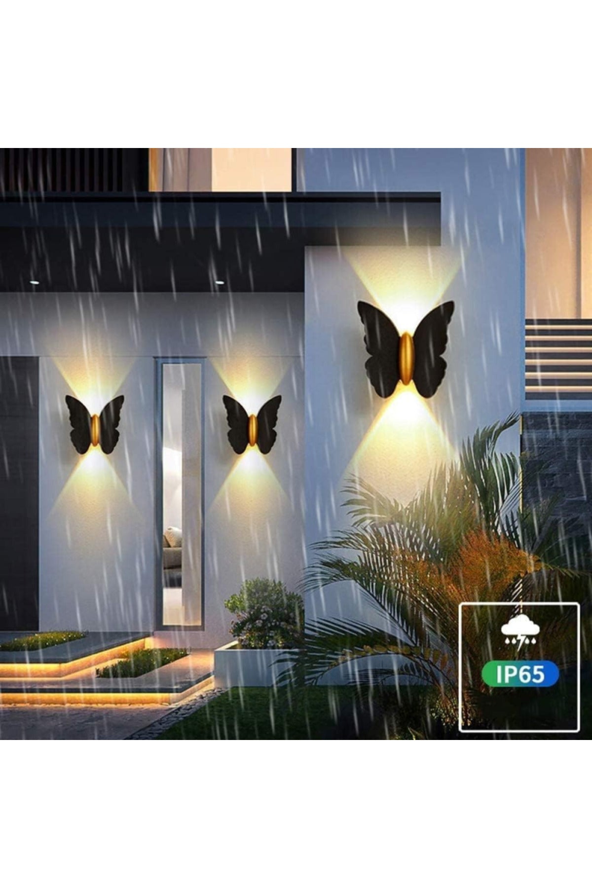 Aplica LED de exterior tip fluture, neagră, 6 W, IP65, 3 culori de lumină