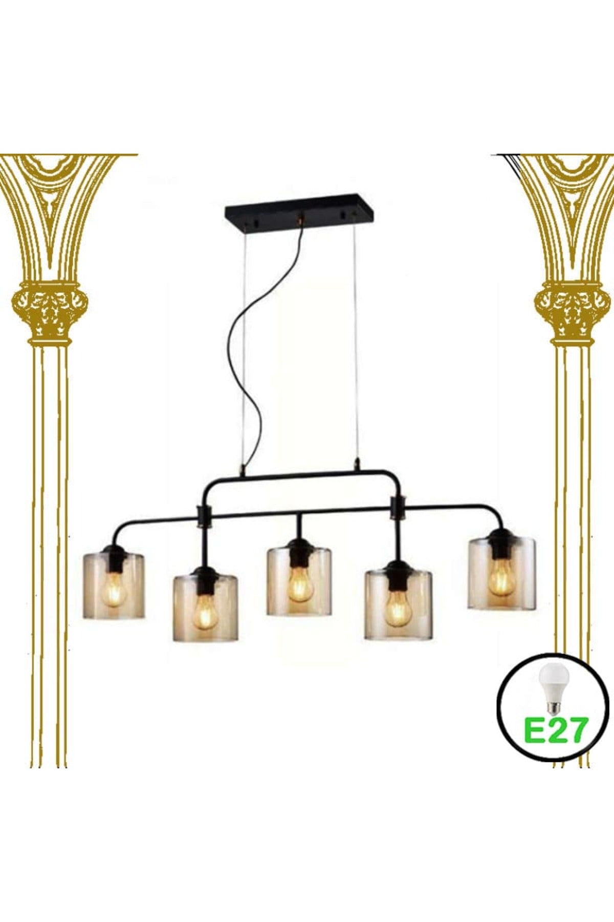Plafonieră albă cu 5 socluri E27, max. 60 W/bec