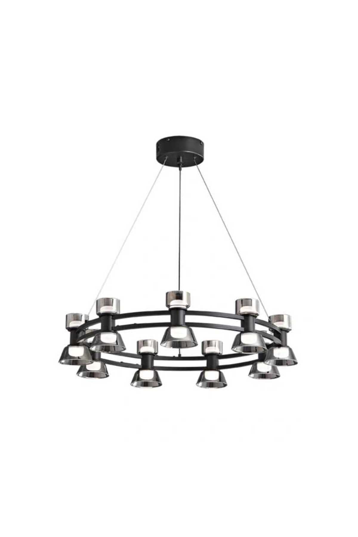 Plafonieră LED rotundă neagră, 54 W, lumină neutră, 63 cm